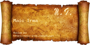 Maic Irma névjegykártya